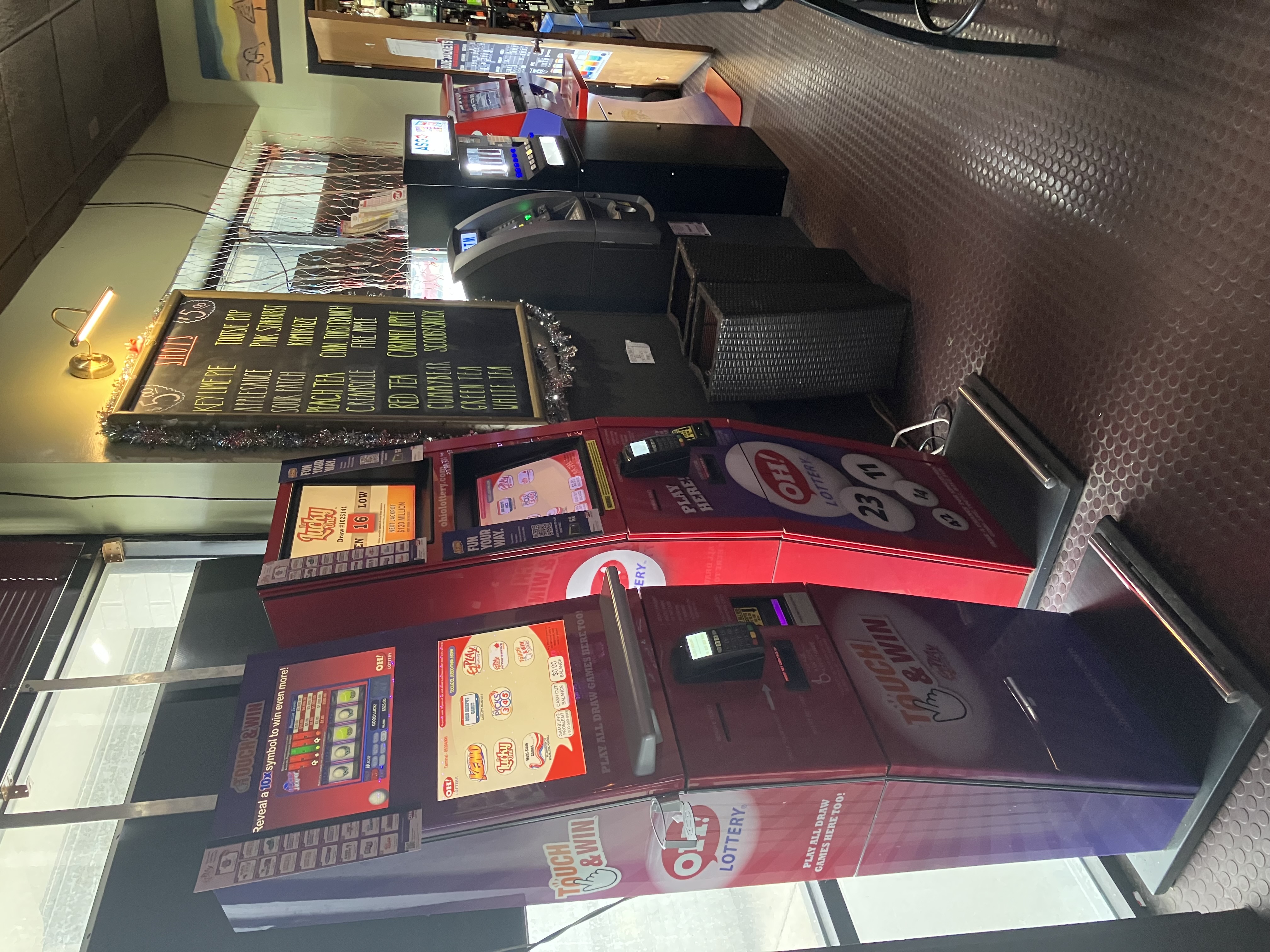 Lotto and gaming machines at the bar