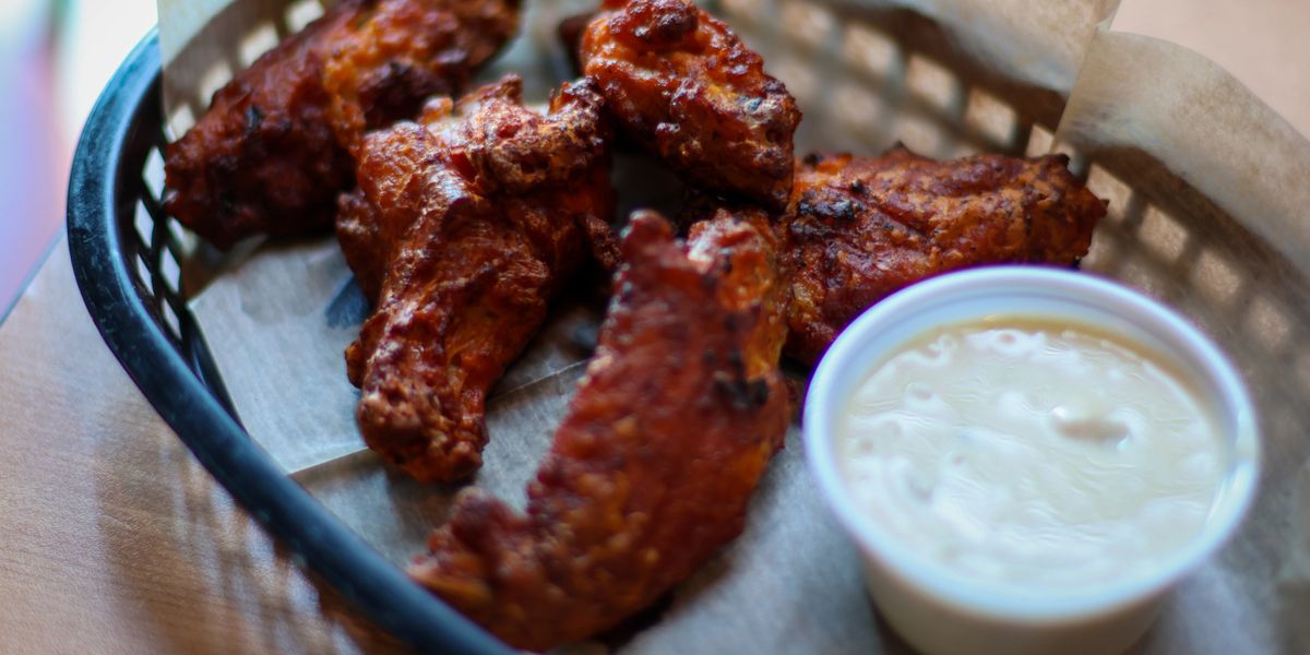 Plate of wings and bar food